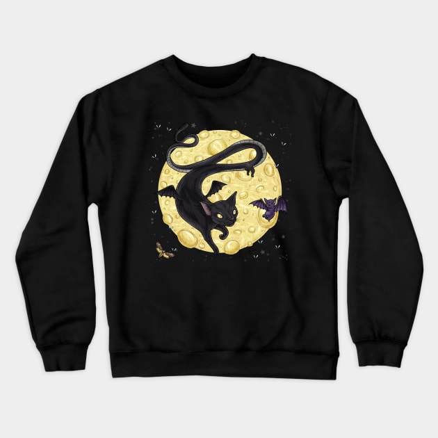 Dragon cat and bat Crewneck Sweatshirt by SpacebatDesigns 